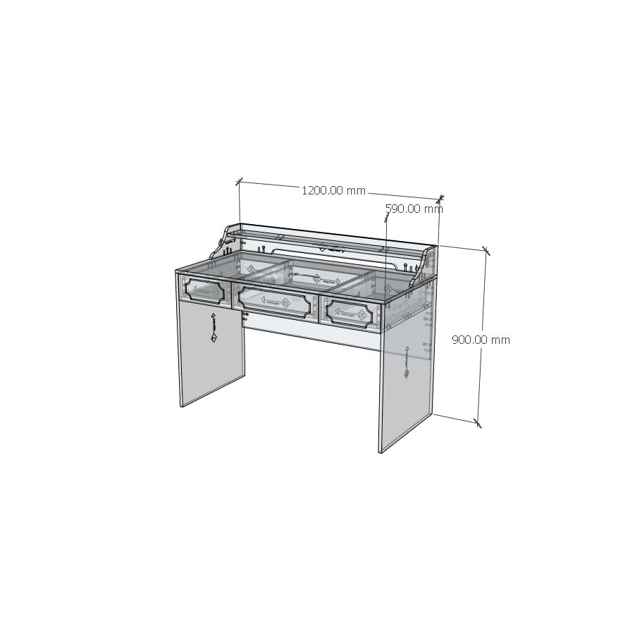 HAPPY FURNITURE , Bàn làm việc 3 ngăn kéo - NERIS , BAN_075 , 120cm x 59cm x 90cm