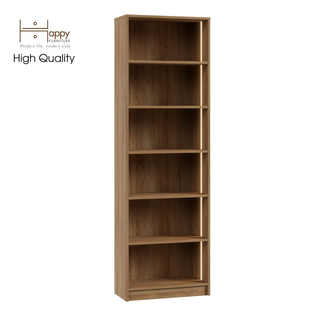 HAPPY FURNITURE , kệ sách 6 tầng tích hợp đèn LED - CATY , KSA_002_LED , 60cm x 28cm x 189cm