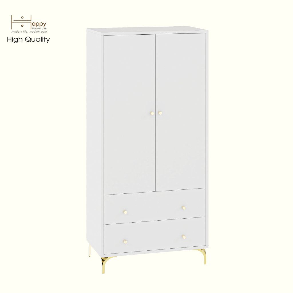 HAPPY FURNITURE , Tủ lưu trữ 2 cửa mở 2 ngăn kéo - HAPPI, TCM_229 , 70cm x 40cm x 150cm DxRxC