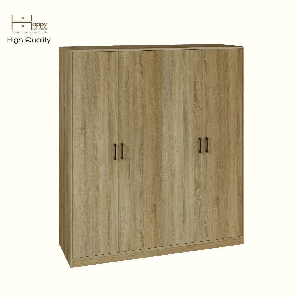 HAPPY FURNITURE , HEINEE - Tủ quần áo 4 cửa mở, TCM_217 , 160cm x 54cm x 180cm DxRxC, sản phẩm phổ thông