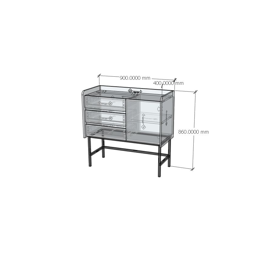 HAPPY FURNITURE , Tủ lưu trữ 3 ngăn kéo 1 cửa mở chân sắt - LAVIA , THK_157 , 90cm x 40cm x 86cm