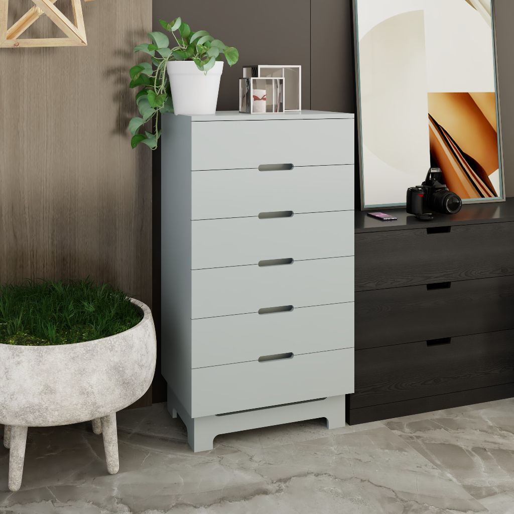 HAPPY FURNITURE , Tủ lưu trữ 6 ngăn kéo - MOLLY , THK_105 , 64cm x 45cm x 120cm