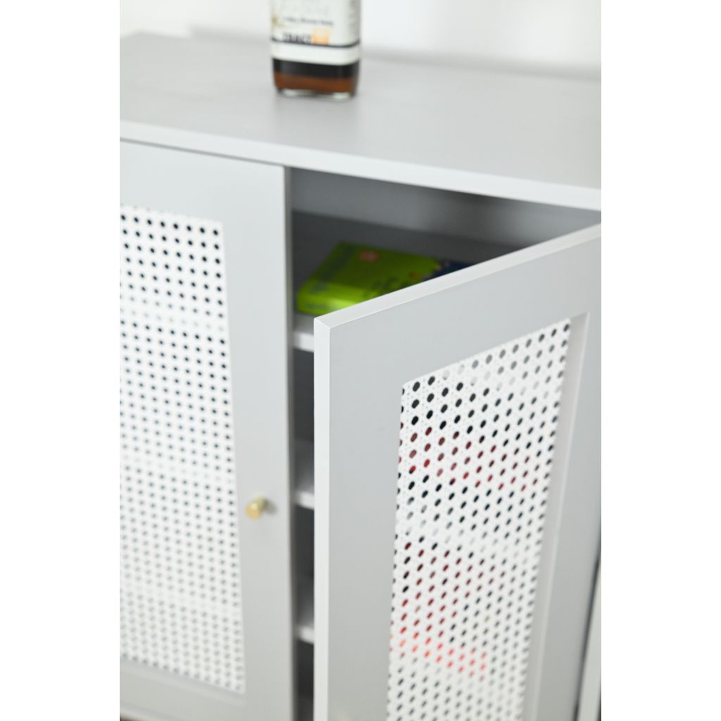 HAPPY FURNITURE , Tủ giày 2 cửa mở chân sắt - ROTAN , TCM_130 , 100cm x 34cm x 94cm