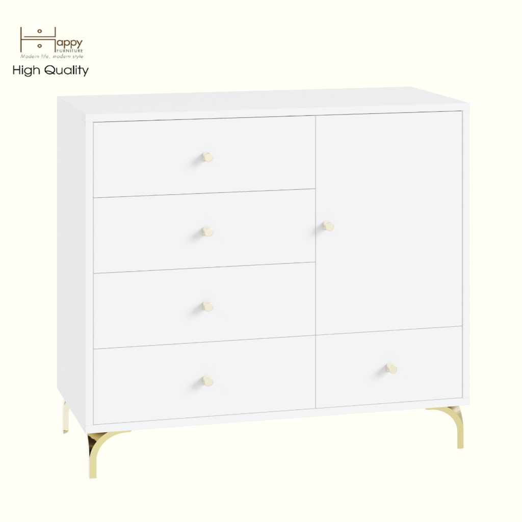 HAPPY FURNITURE , Tủ lưu trữ 1 cửa mở 5 ngăn kéo - HAPPI, TCM_231 , 90cm x 40cm x 82cm DxRxC