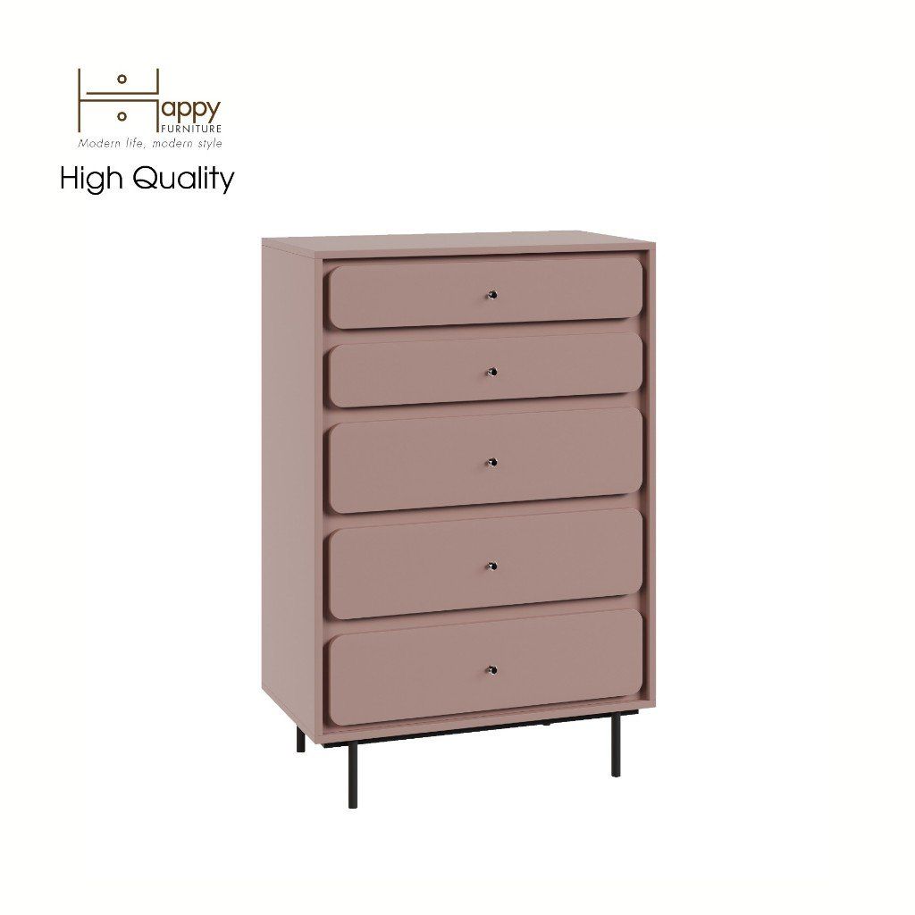 HAPPY FURNITURE , Tủ đựng đồ 5 ngăn kéo chân sắt - SWEETY , THK_082 , 80cm x 45cm x 120cm