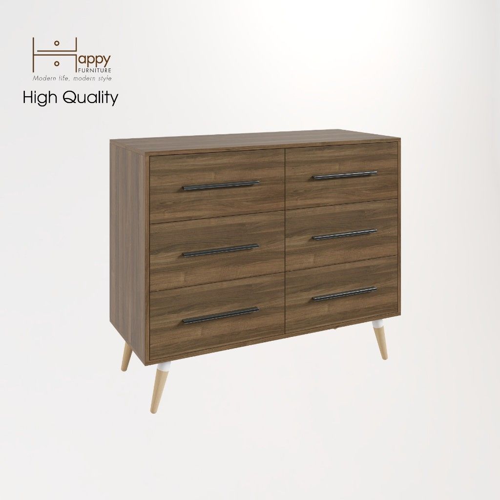 HAPPY FURNITURE , Tủ đựng đồ 6 ngăn chân gỗ chéo - OSRI , THK_026 , 120cm x 50cm x 100cm
