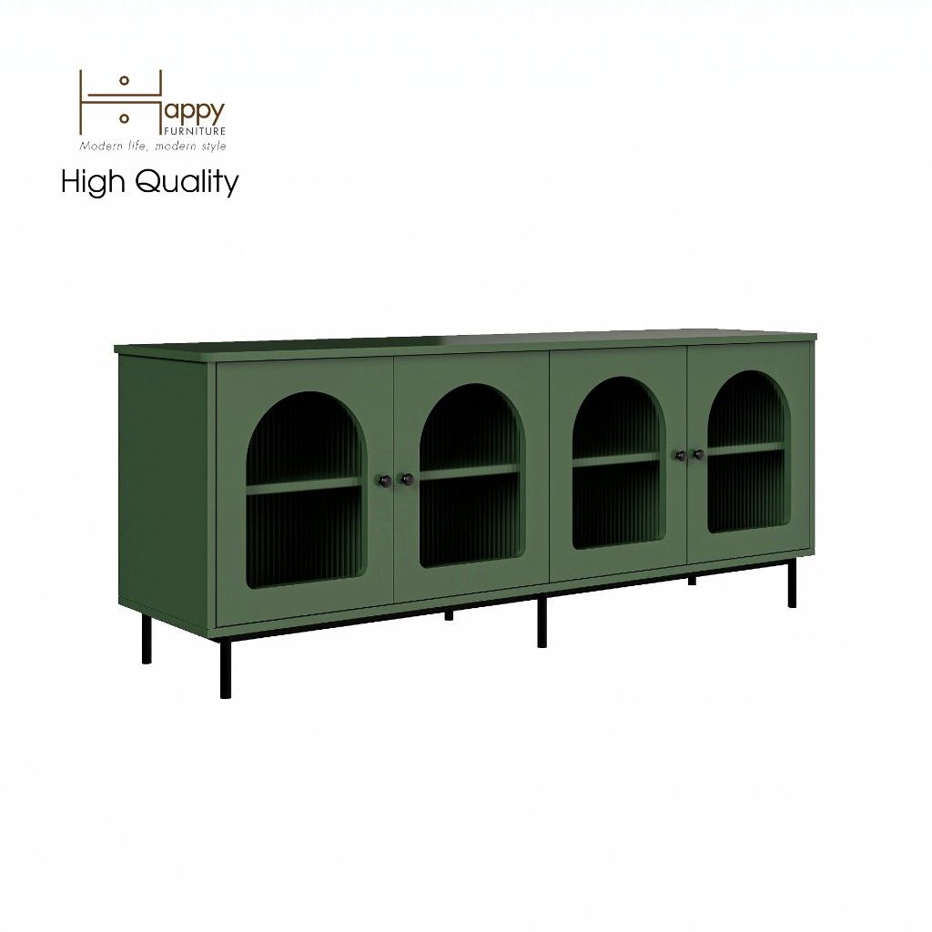 HAPPY FURNITURE , Kệ TV 4 cánh mở chân sắt - SISEEL , KTV_051 , 160cm x 40cm x 64cm