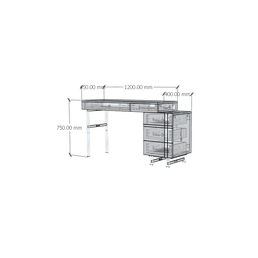 HAPPY FURNITURE , Gỗ tự nhiên , Bàn làm việc 5 ngăn kéo chân sắt - JOCASTA , BAN_092 , 120cm x 45cm x75cm