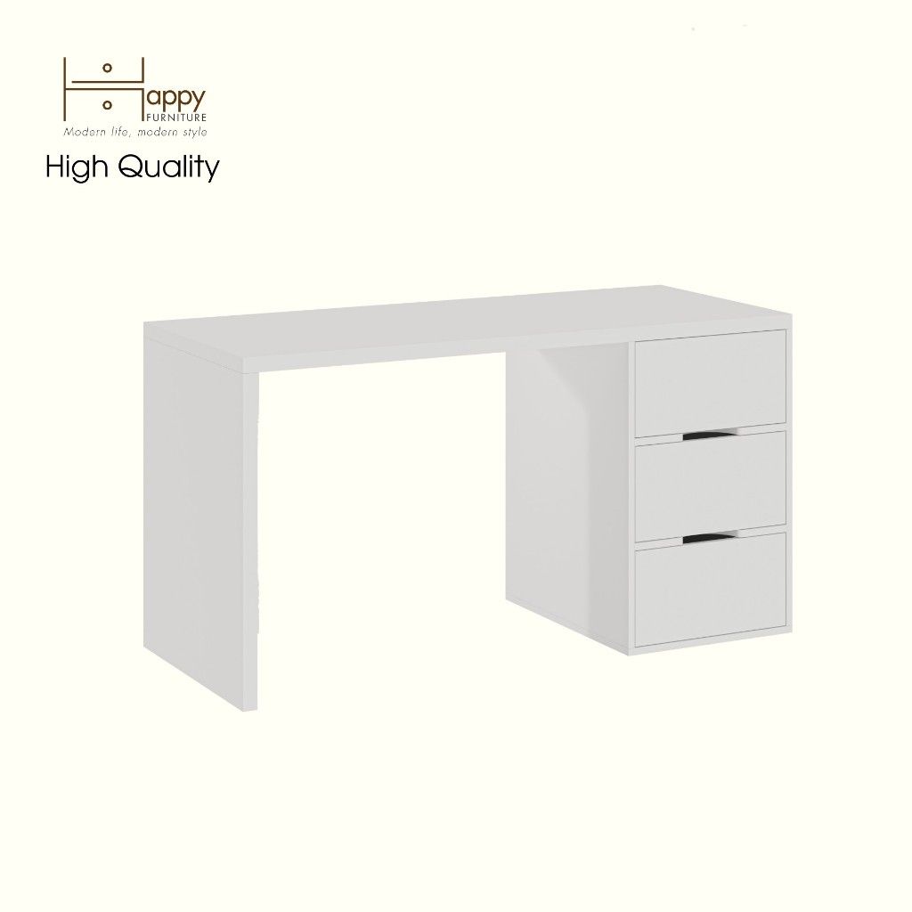 HAPPY FURNITURE ,Bàn làm việc 3 ngăn kéo - LAYLA , BAN_165 , 140cm x 59cm x 75cm DxRxC