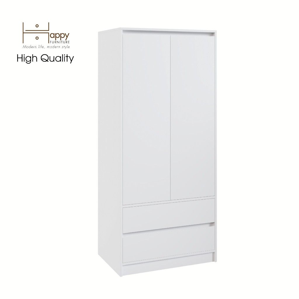 HAPPY FURNITURE , Tủ treo quần áo 2 ngăn kéo - SALY , TCM_011 , 80cm x 52cm x 180cm