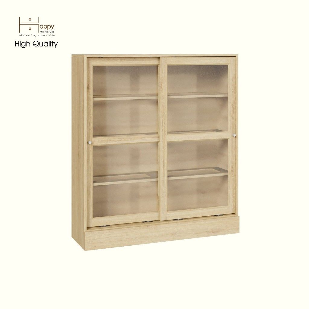 HAPPY FURNITURE , Tủ đựng đồ cửa kính 2 cánh lùa - SCANDINA , TCL_025 , 120cm x 35cm x 136cm