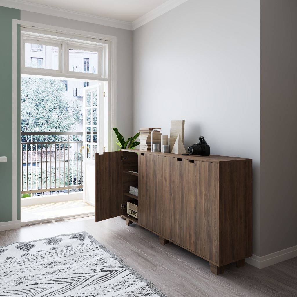 HAPPY FURNITURE , ALVA - Tủ lưu trữ 4 cửa mở , TCM_213 , 180cm x 40cm x 96cm DxRxC