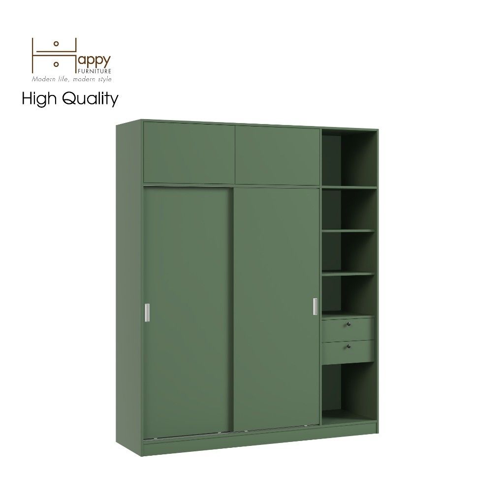HAPPY FURNITURE , Tủ quần áo cửa lùa 1m8x2m2 - ELEGANT , TCL_006 , 180cm x 54cm x 220cm