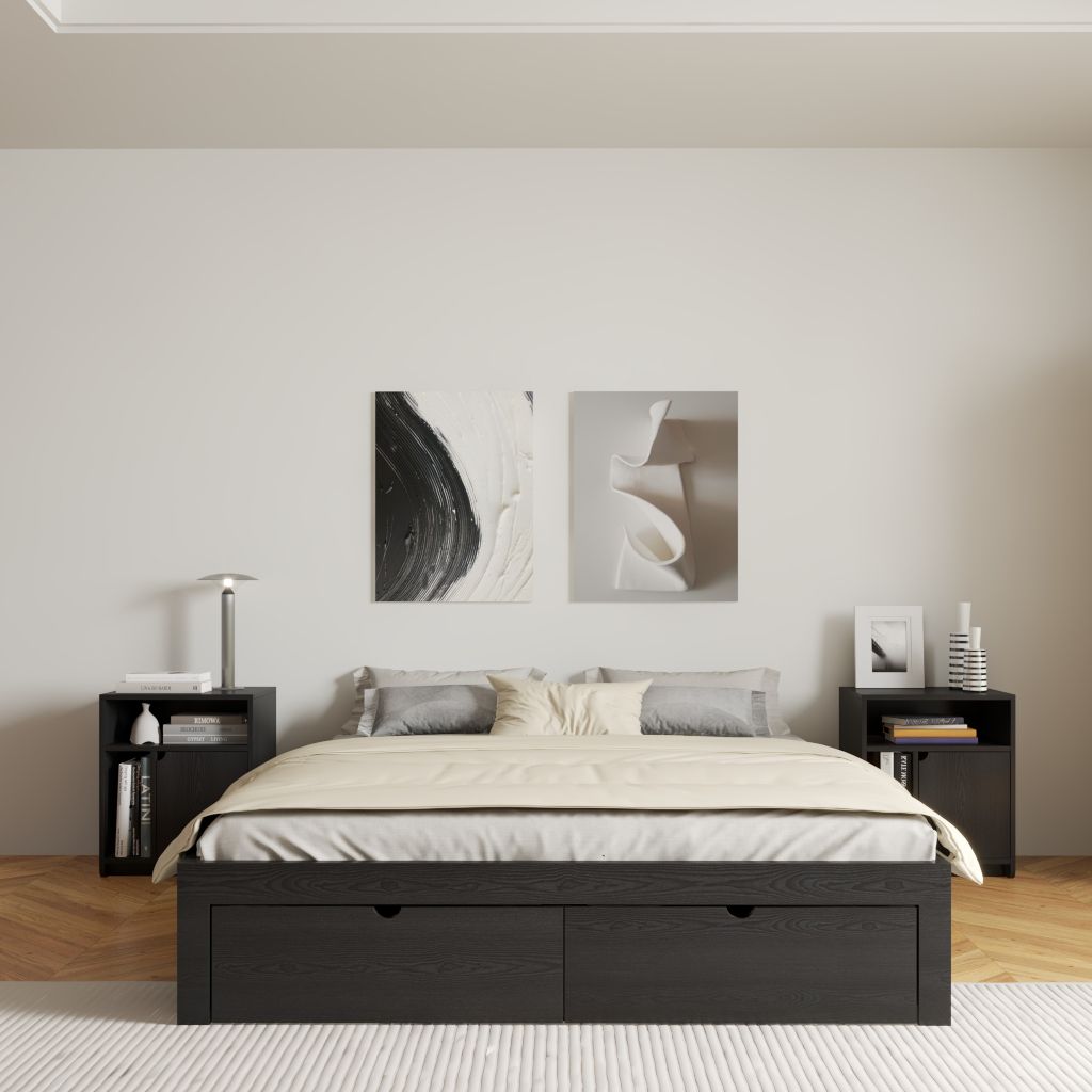 HAPPY FURNITURE , Giường ngủ 2 ngăn kéo - CIRCLE , GNG_085 GNG_086 GNG_087 GNG_088 , 207cm x 35cm