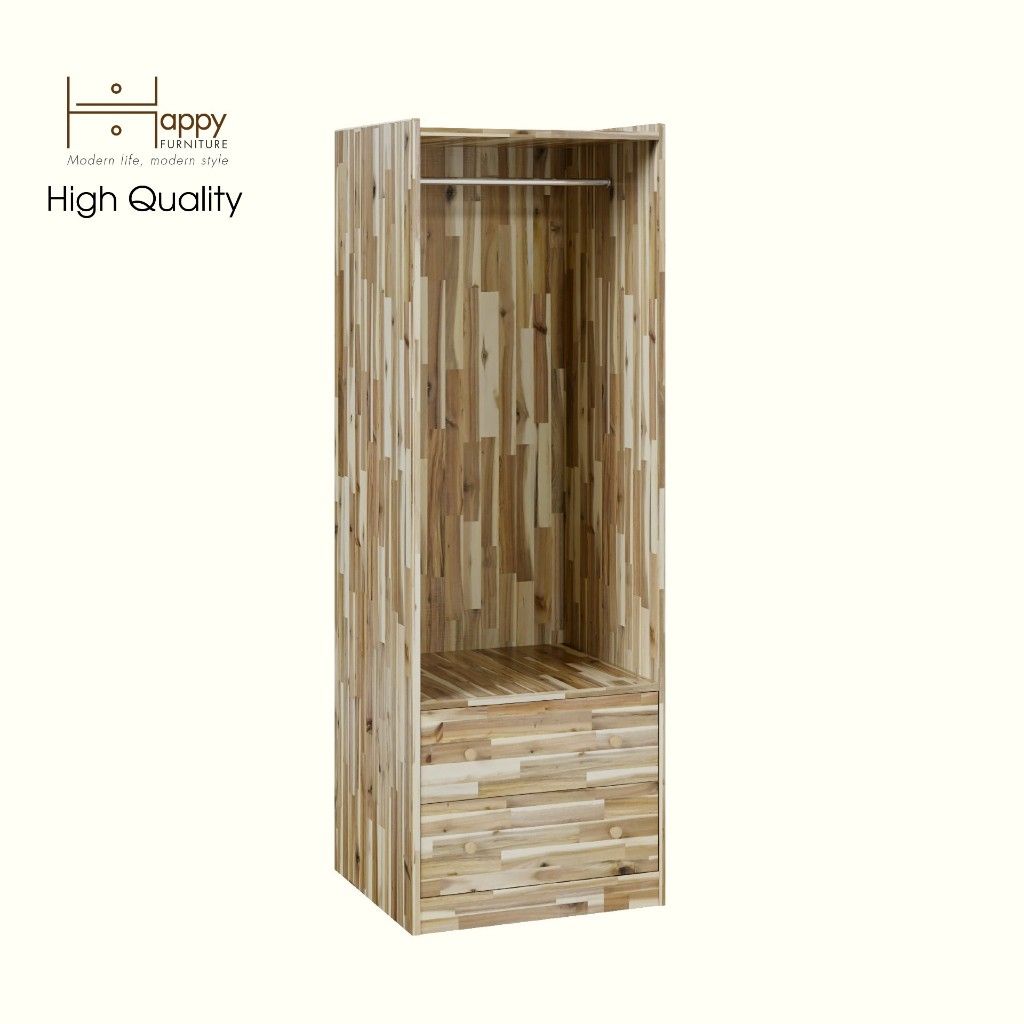 HAPPY FURNITURE , Gỗ tự nhiên , Tủ quần áo 2 ngăn kéo - GAMZE , THK_192 , 60cm x 59cm x 176cm