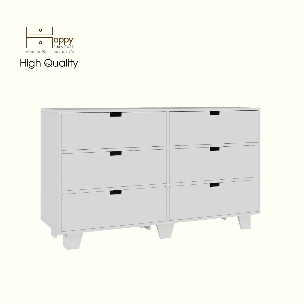 HAPPY FURNITURE , ALVA - Tủ lưu trữ 6 ngăn kéo , THK_230 , 140cm x 45cm x 82cm DxRxC