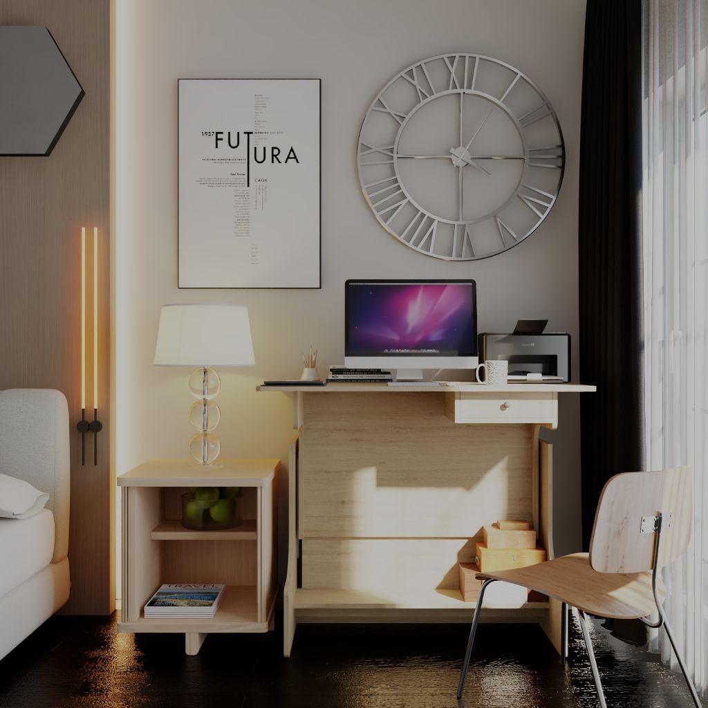 HAPPY FURNITURE , Bàn nâng hạ tự động tăng giảm chiều cao 1 ngăn kéo - HELI , BAN_E_004 , 120cm x 60cm x 75cm