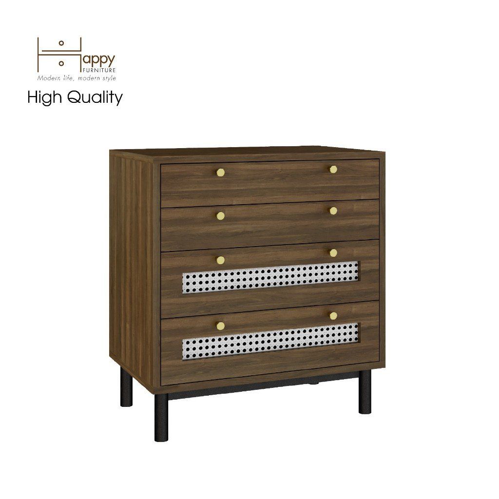 HAPPY FURNITURE , Tủ đựng đồ 4 ngăn kéo chân sắt - ROTAN , THK_126 , 60x40x66cm