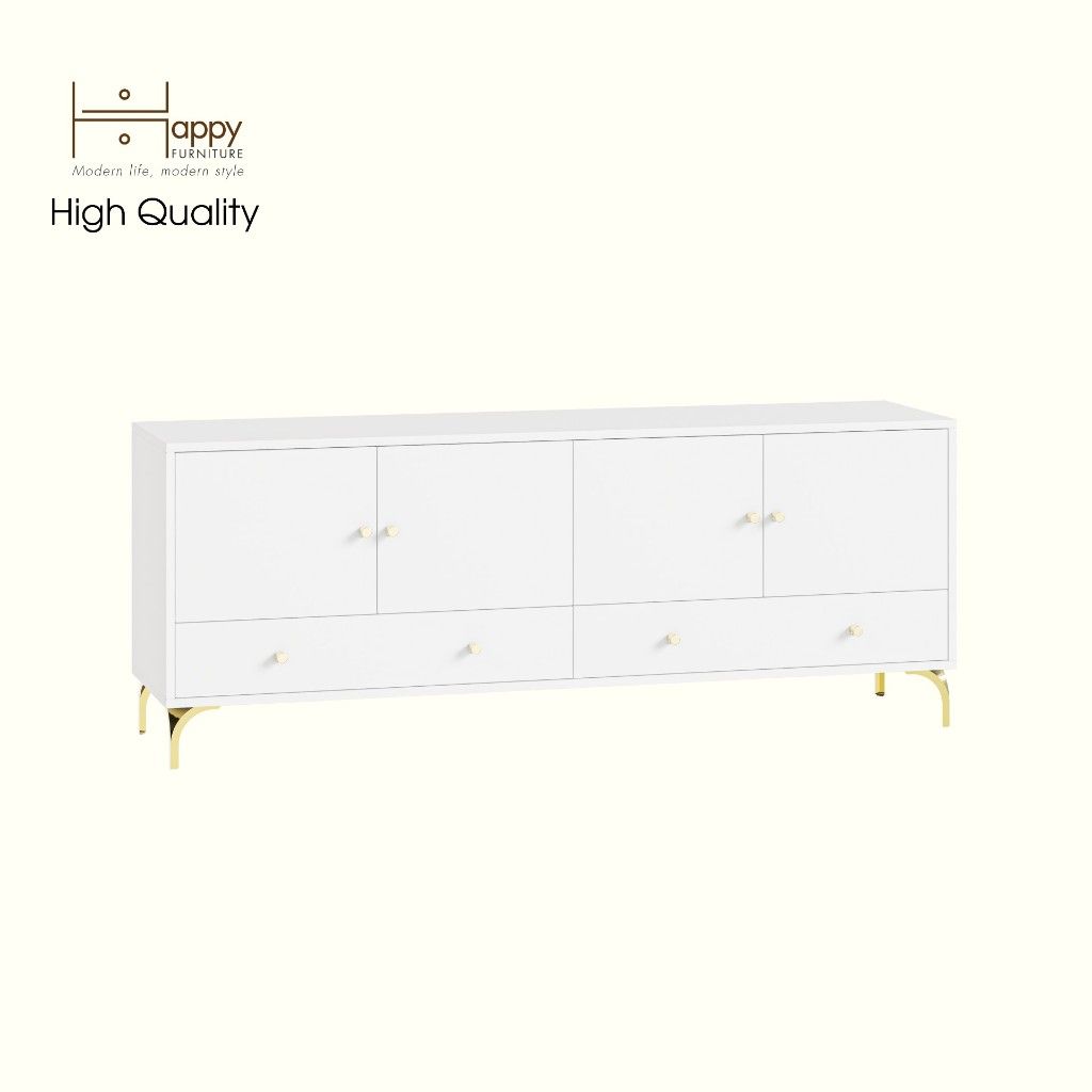 HAPPY FURNITURE , Kệ TV 4 cửa mở 2 ngăn kéo - HAPPI, KTV_081 , 160cm x 40cm x 62cm DxRxC