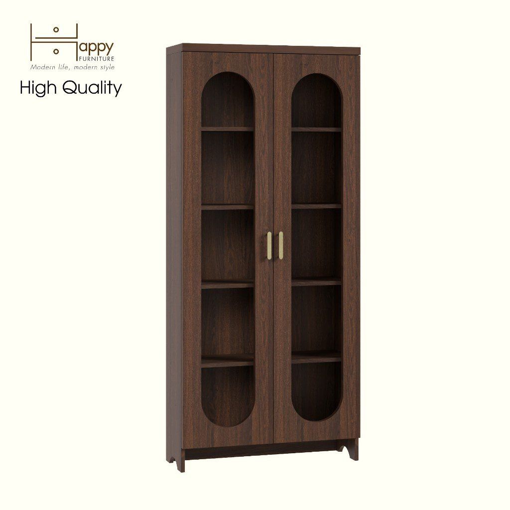 HAPPY FURNITURE , Tủ lưu trữ 2 cửa kính - CHEVY, TLT_049 , 80cm x 28cm x 180cm DxRxC