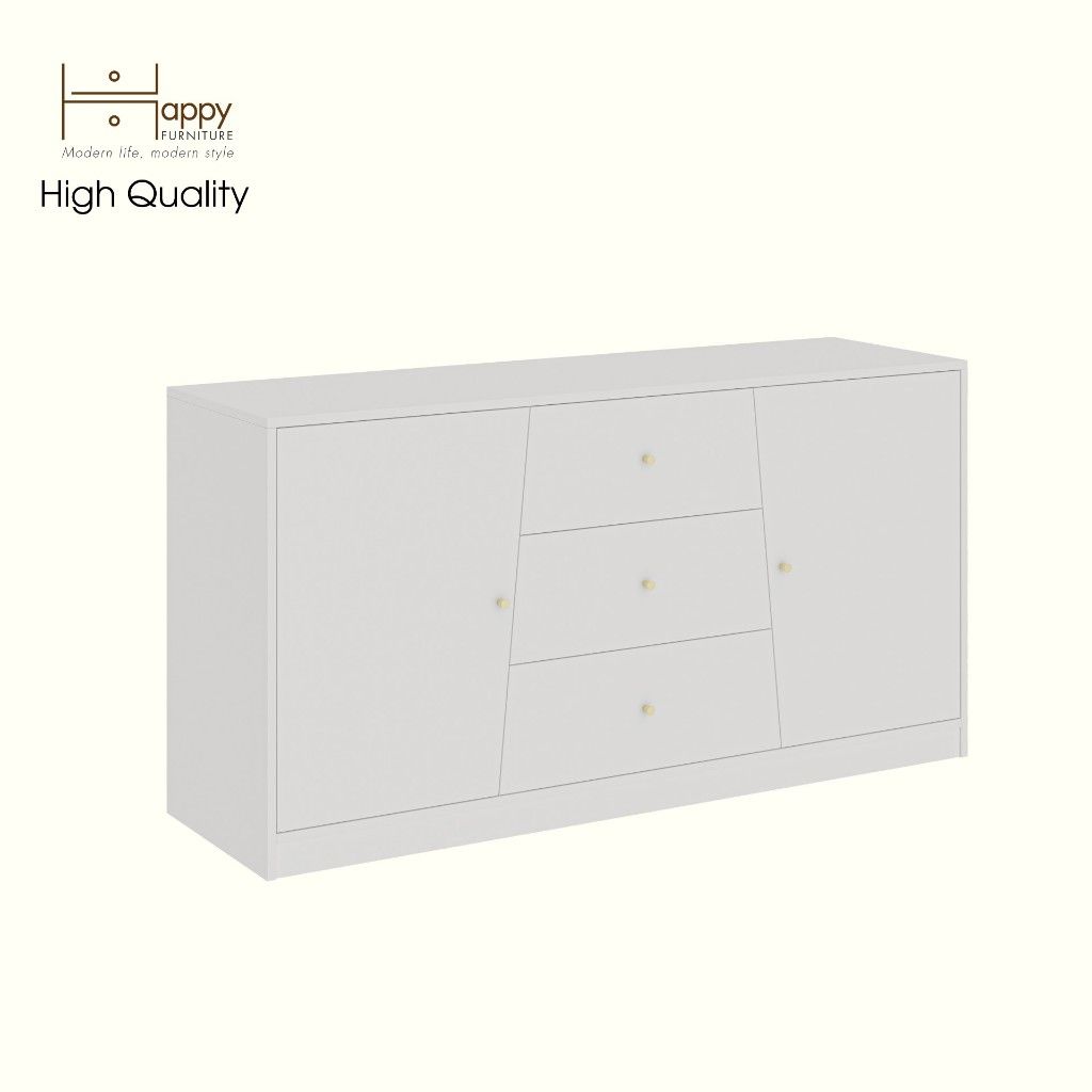 HAPPY FURNITURE , Tủ lưu trữ 3 ngăn kéo 2 cửa mở - DALEY ,TLT_076 , 150cm x 45cm x 78cm DxRxC
