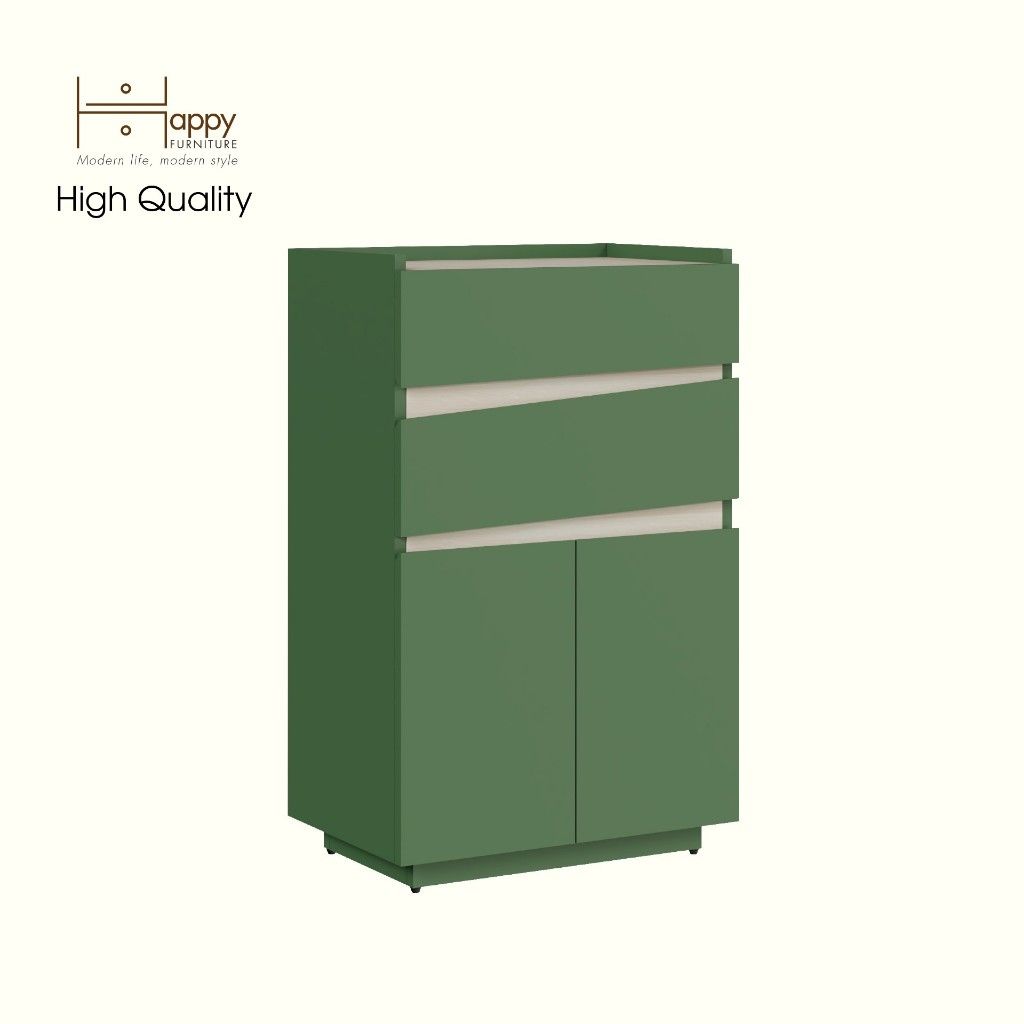 HAPPY FURNITURE , Tủ đựng đồ 2 ngăn kéo 2 cửa mở -VIGGO , THK_163 , 52cm x 32cm x 82cm