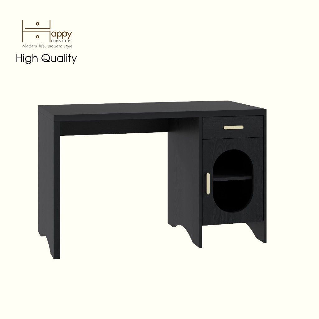 HAPPY FURNITURE , Bàn làm việc 1 ngăn kéo 1 cửa kính - CHEVY, BAN_137 , 120cm x 59cm x 75cm DxRxC
