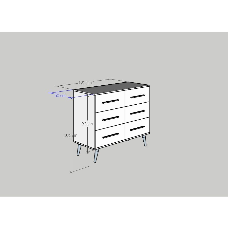 HAPPY FURNITURE , Tủ đựng đồ 6 ngăn chân gỗ chéo - OSRI , THK_026 , 120cm x 50cm x 100cm
