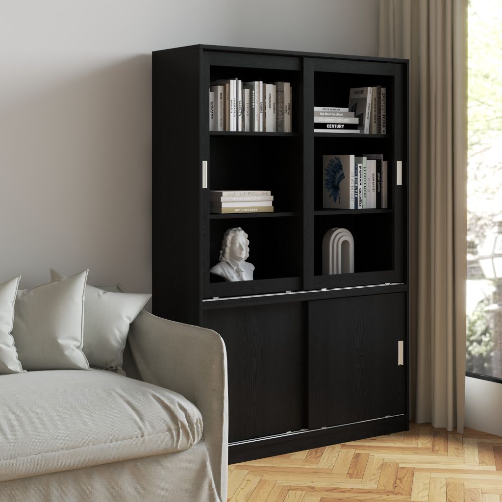 HAPPY FURNITURE , Tủ lưu trữ 4 cánh lùa - LUCA , TCL_010 , 120cm x 40cm x 180cm