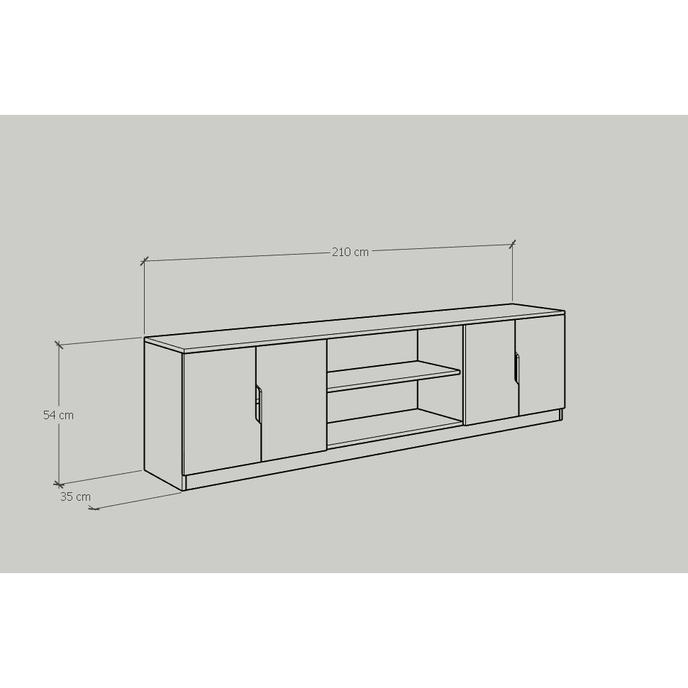 HAPPY FURNITURE , Kệ Tivi 6 ngăn - DASH , KTV_006 , 210cm x 35cm x 54cm