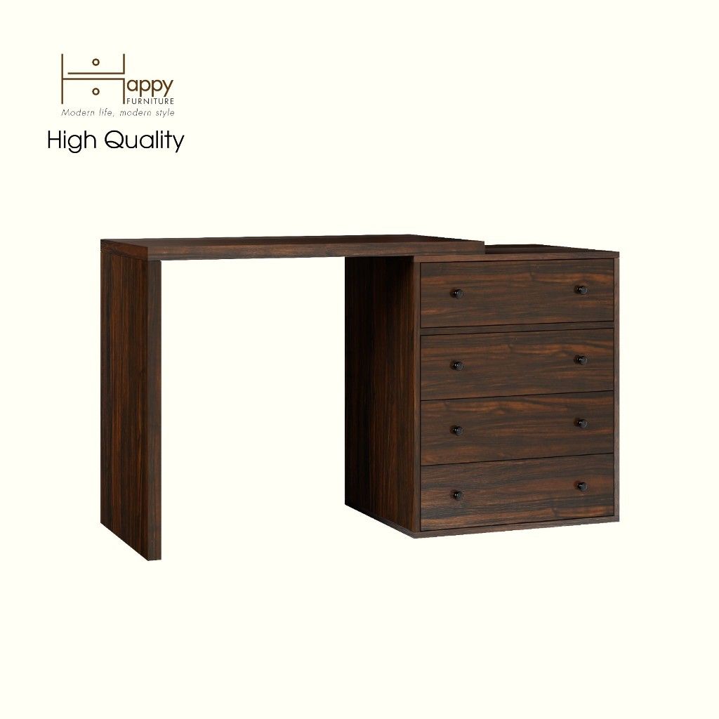 HAPPY FURNITURE , ZACY - Bàn làm việc 4 ngăn kéo, BAN_122 , 130cm x 45cm x 72cm DxRxC, Sản phẩm phổ thông