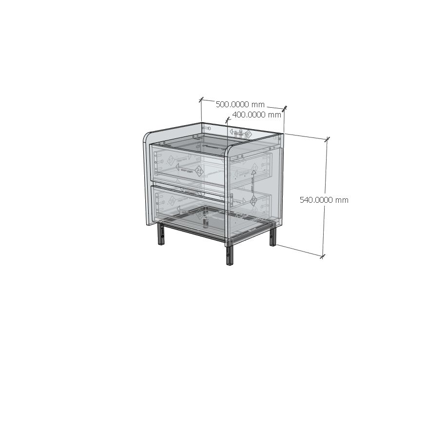 HAPPY FURNITURE , Táp đầu giường 2 ngăn kéo chân sắt - LAVIA , THK_153 , 50cm x 40cm x 54cm