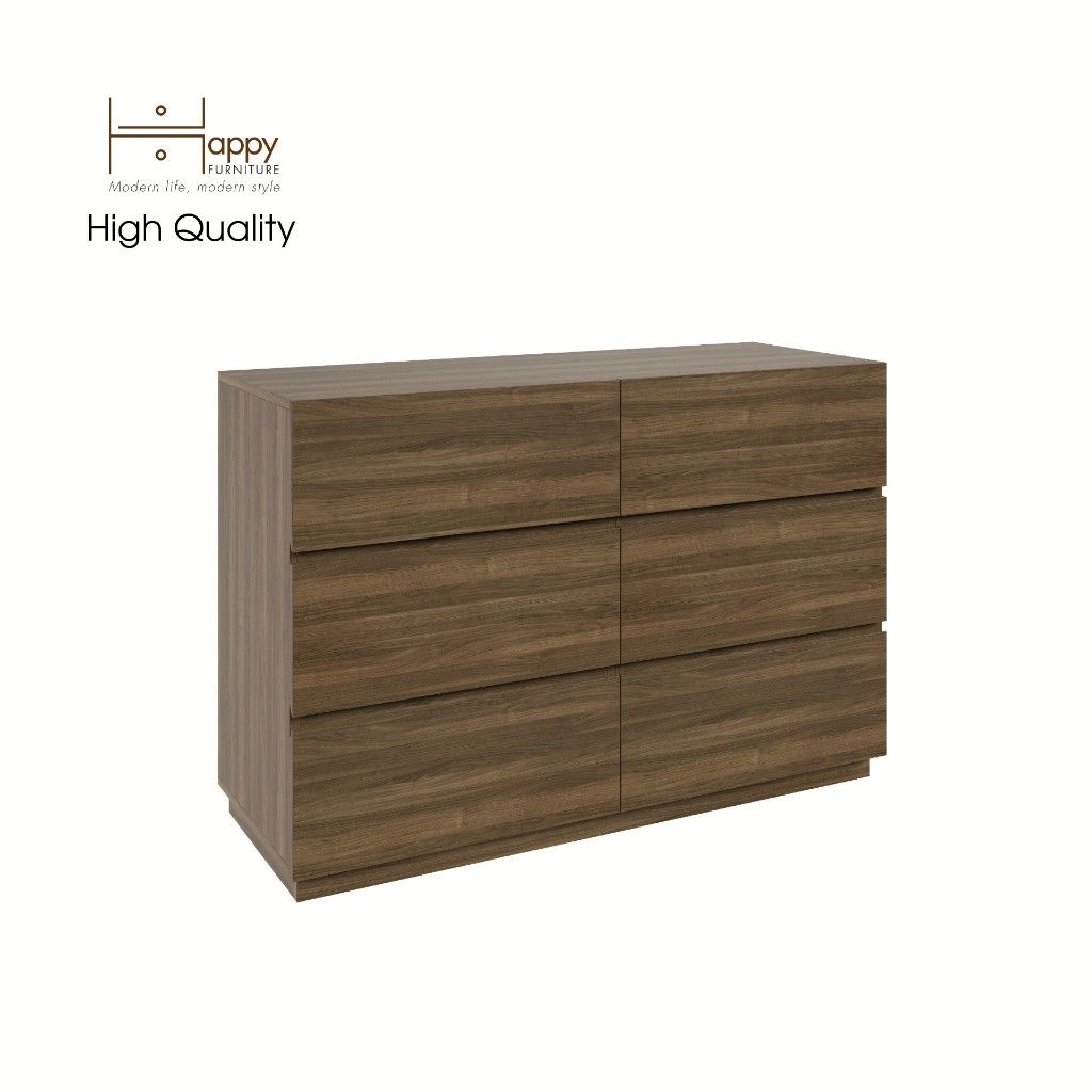 HAPPY FURNITURE , Tủ đựng đồ 6 ngăn kéo - MACRO , THK_038 , 120cm x 47cm x 82cm