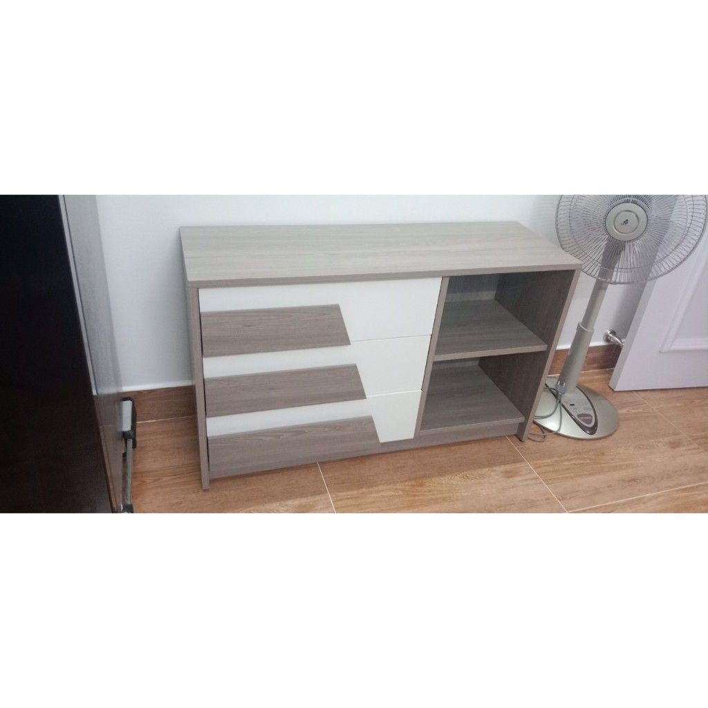 HAPPY FURNITURE , Tủ lưu trữ 3 ngăn kéo - PONIX, THK_115 , 96cm x 32cm x 58cm