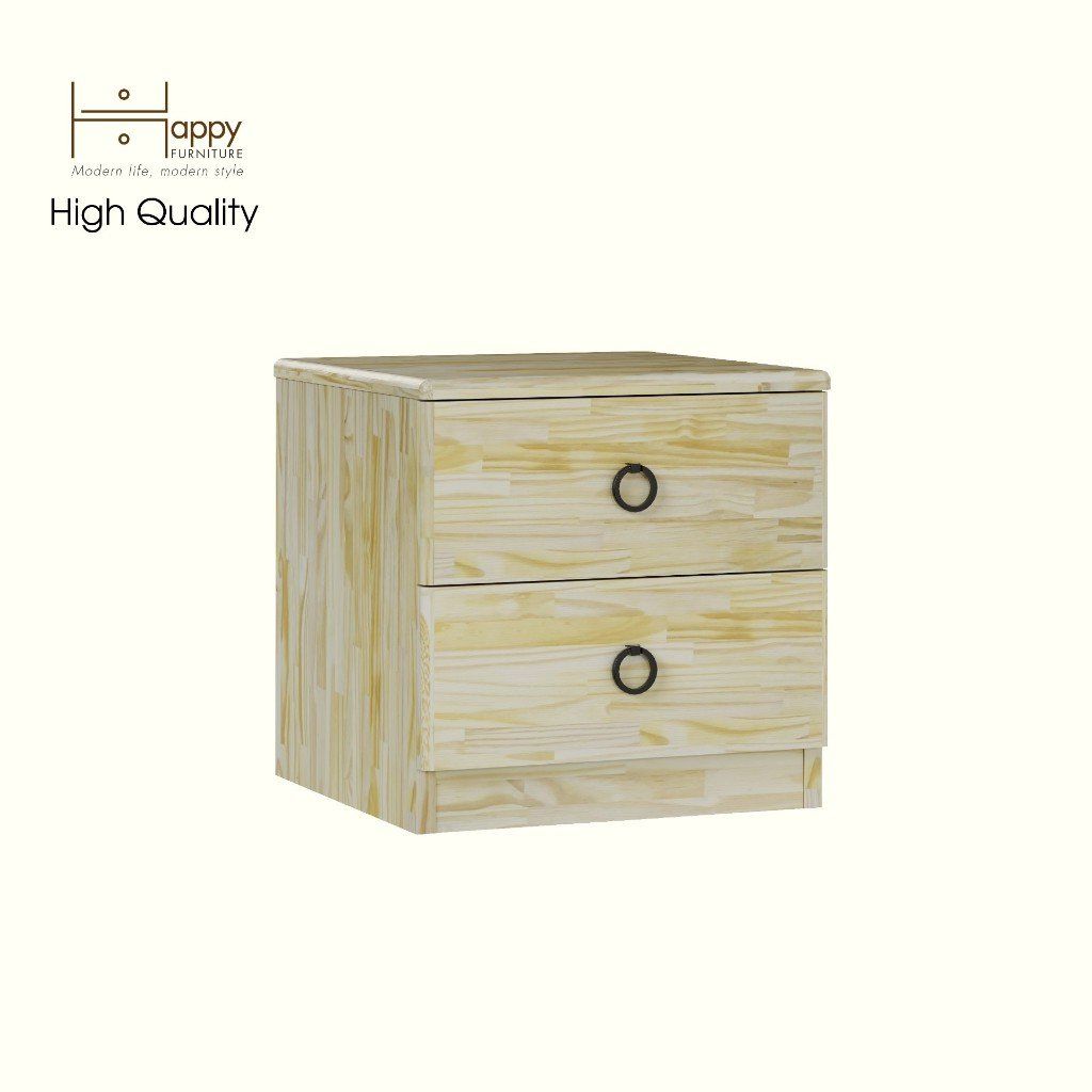 HAPPY FURNITURE , gỗ tự nhiên , Táp đầu giường 2 ngăn kéo - YANNA , THK_184 , 40cm x 40cm x 40cm