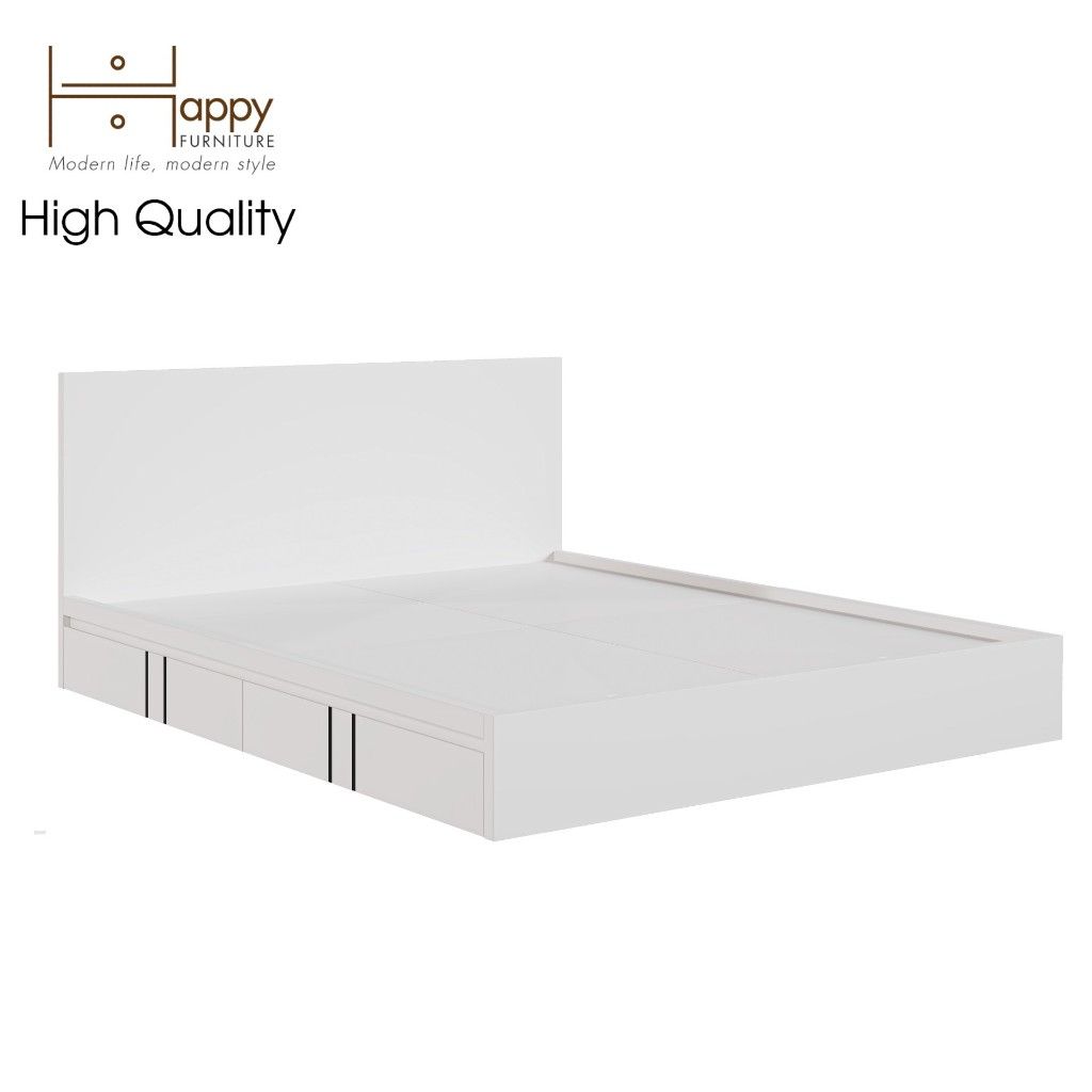 HAPPY FURNITURE , Giường ngủ 2 hộc tủ kéo - LOUIS , GNG_052 GNG_053 GNG_054 GNG_055 , 207x25cm , dài x cao