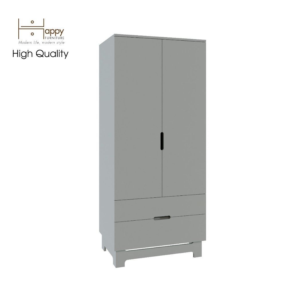 HAPPY FURNITURE , Tủ quần áo 2 cánh mở 2 ngăn kéo - MOLLY , TCM_106 , 76cm x 54cm x 176cm