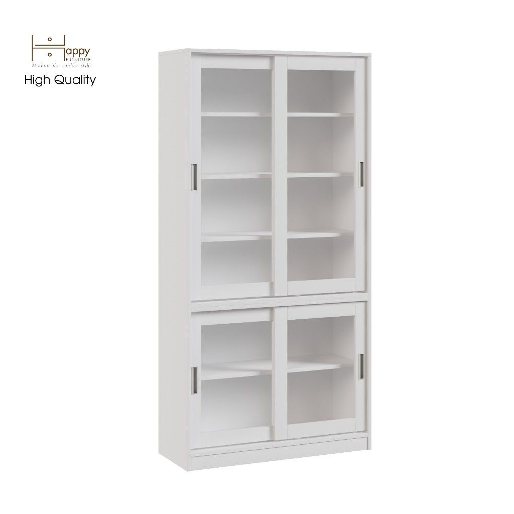 HAPPY FURNITURE , Tủ sách 4 cánh lùa - LUCA , TCL_012 , 90cm x 35cm x 180cm