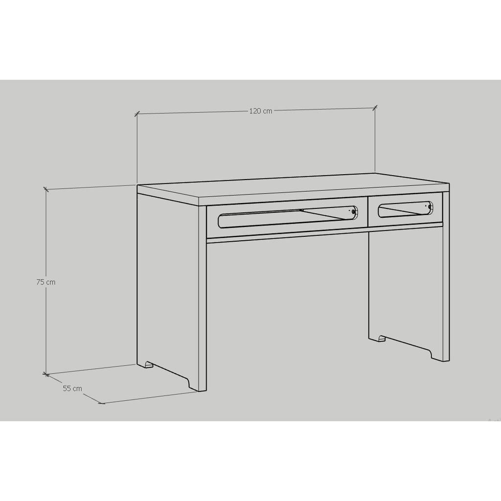 HAPPY FURNITURE , Bàn làm việc 2 ngăn kéo - MEYDAN , BAN_042 , 120cm x 55cm x 75cm
