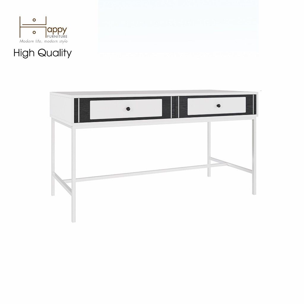 HAPPY FURNITURE , Bàn làm việc 2 ngăn kéo chân sắt - TAKO , BAN_073 , 140cm x 59cm x 75cm