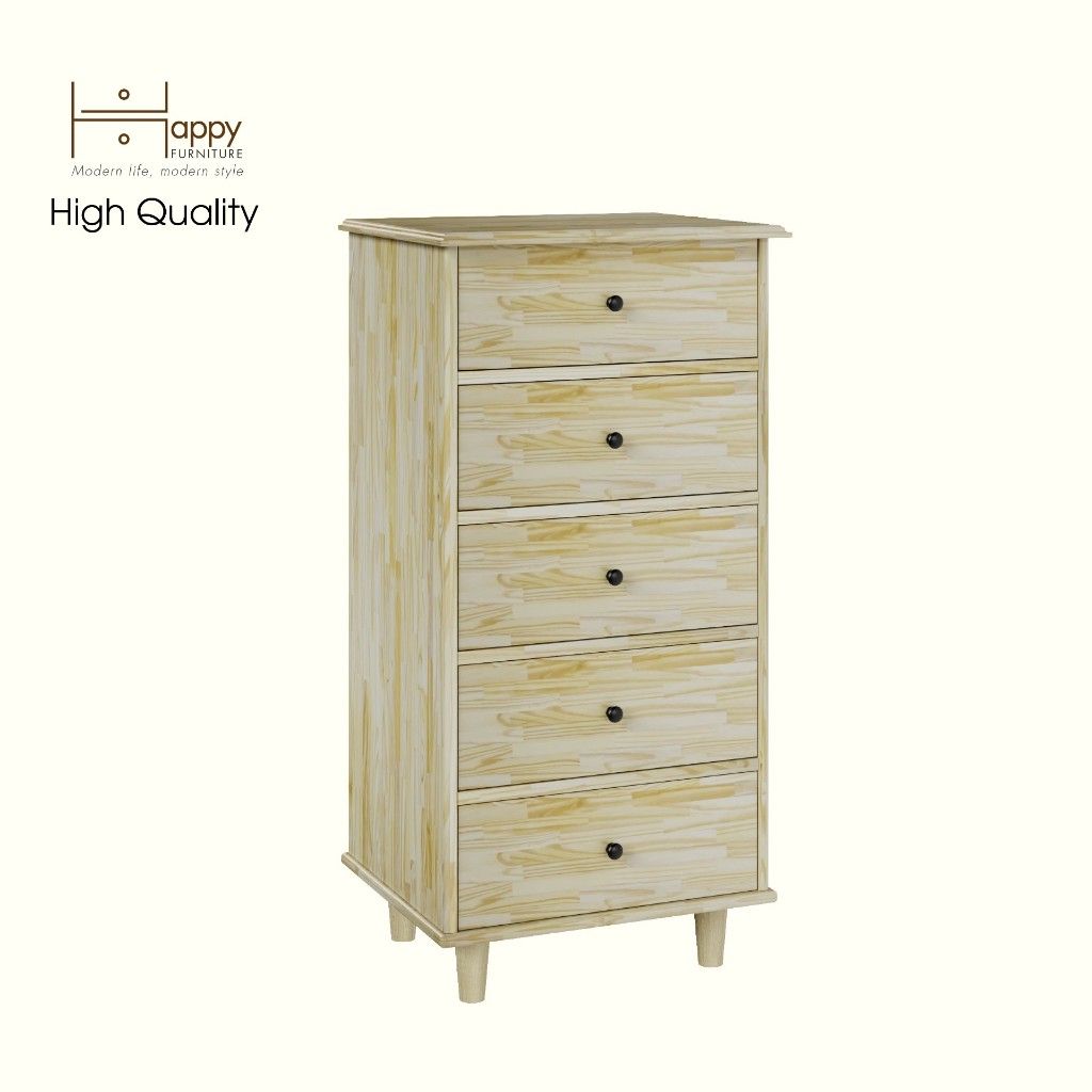 HAPPY FURNITURE , Gỗ tự nhiên , Tủ lưu trữ 5 ngăn kéo - FARAH , THK_180 , 55cm x 45cm x 110cm