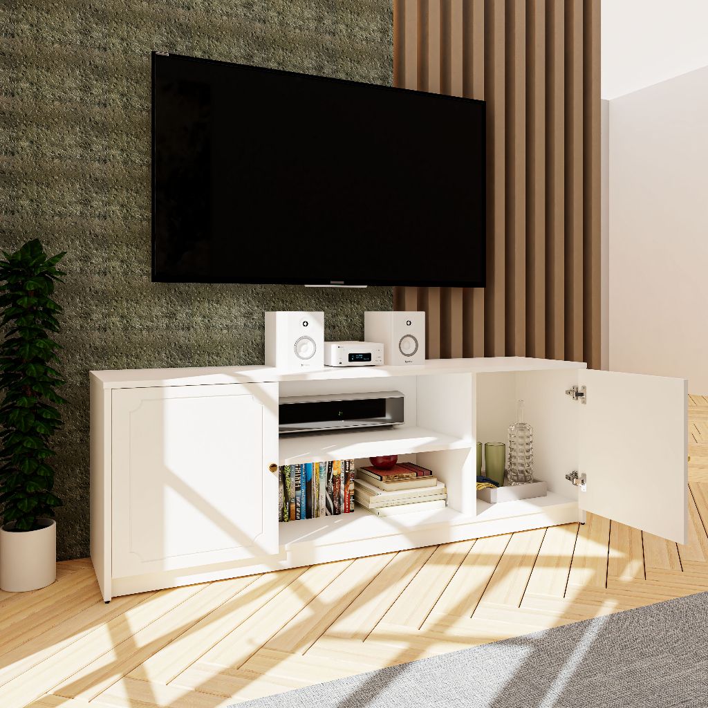 HAPPY FURNITURE , Kệ TV 2 cửa mở - NERIS , KTV_038 , 160cm x 40cm x 56cm