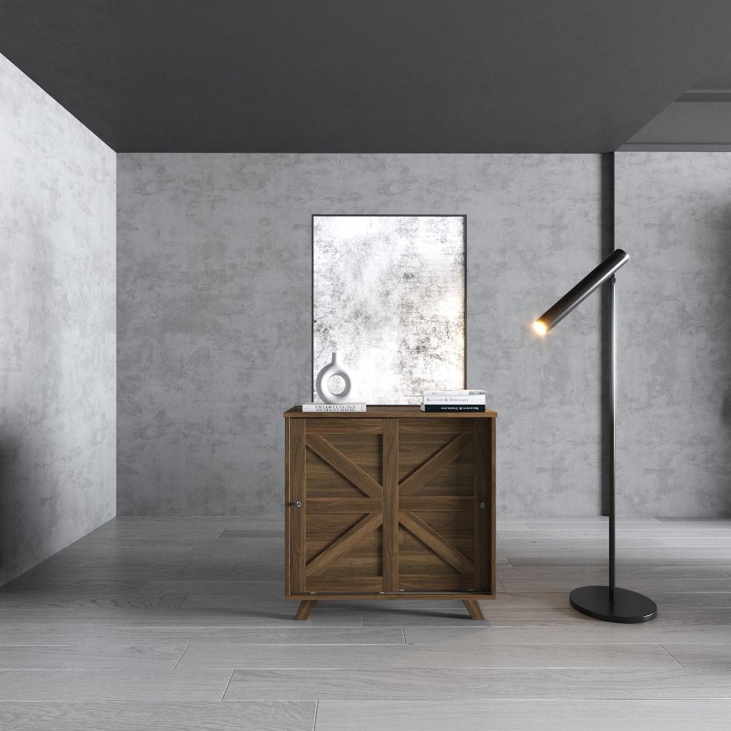 HAPPY FURNITURE , Tủ lưu trữ 2 cửa lùa - LILY , TCL_003 , 81cm x 40cm x 81cm