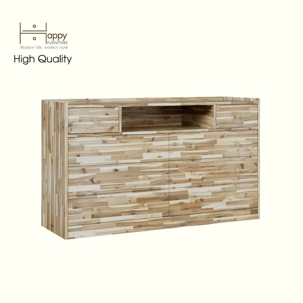 HAPPY FURNITURE , Gỗ tự nhiên , Tủ lưu trữ 8 ngăn kéo - GAMZE , THK_191 , 140cm x 45cm x 82cm