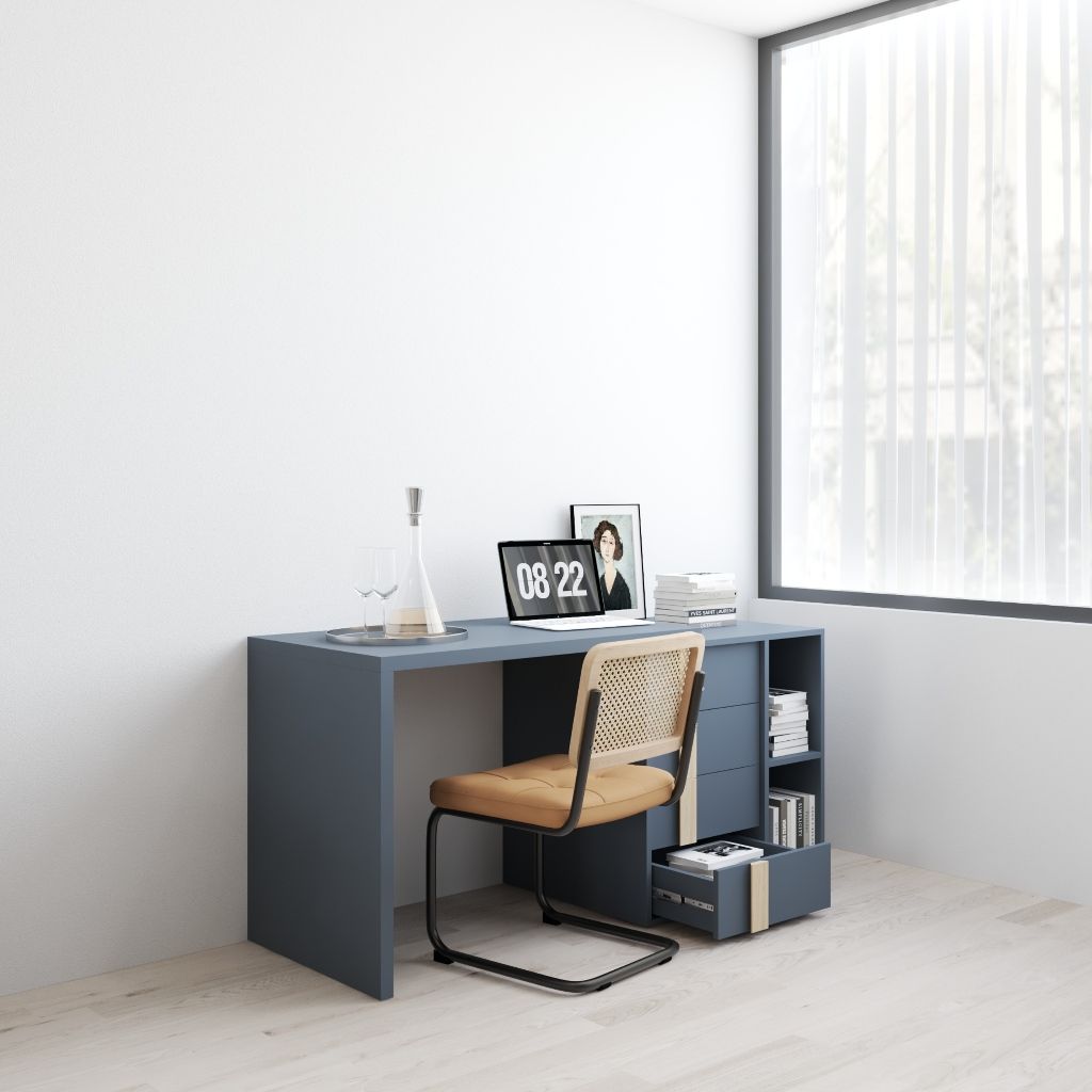 HAPPY FURNITURE , Bàn trang điểm 4 ngăn kéo - SPACE, BAN_144 , 100cm x 59cm x 75cm DxRxC