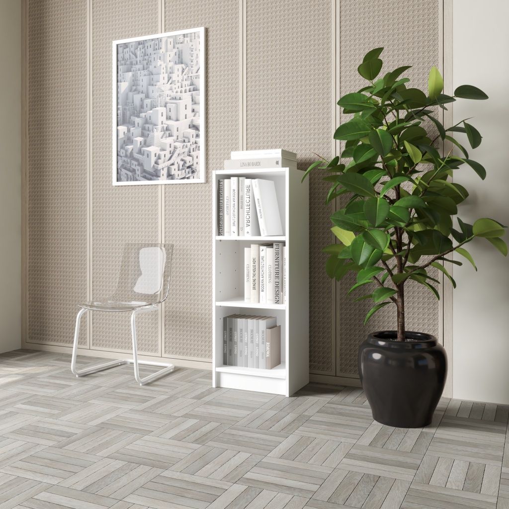 HAPPY FURNITURE , kệ sách 3 tầng size nhỏ - CATY , KSA_008 , 40cm x 28cm x 106cm