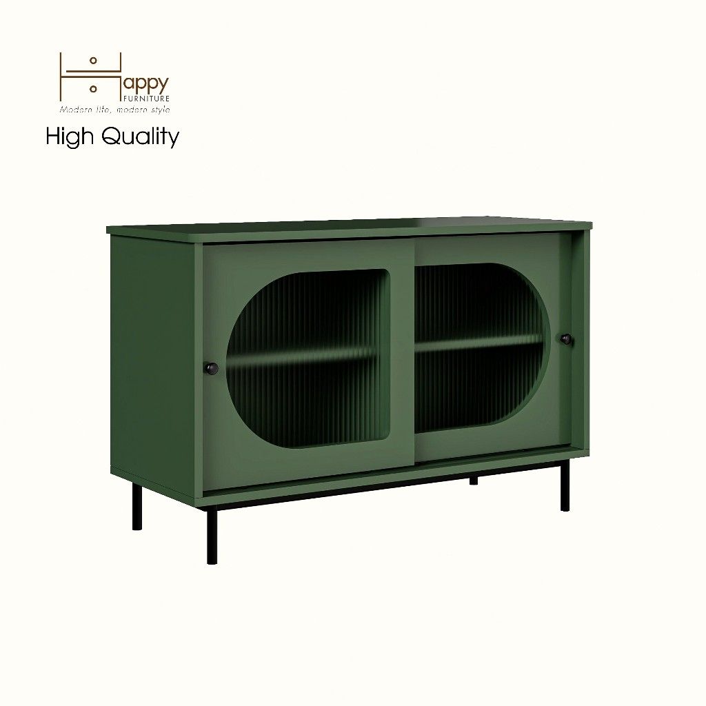HAPPY FURNITURE , Tủ lưu trữ cửa kính 2 cửa lùa chân sắt - SISEEL , TCL_038 , 100cm x 40cm x 64cm