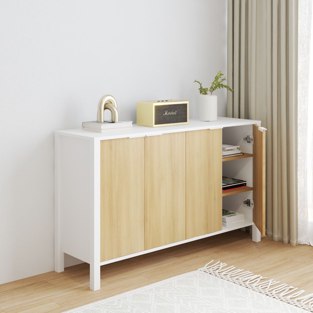HAPPY FURNITURE , Kệ lưu trữ 3 tầng - MOKA, TLT_045 , 140cm x 40cm x 82cm DxRxC