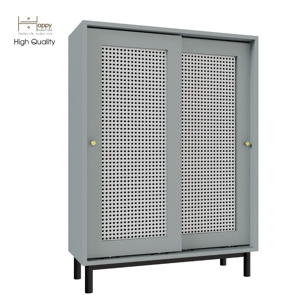 HAPPY FURNITURE , Tủ đựng đồ 2 cánh lùa chân sắt - ROTAN , TCL_030 , 80cm x 34cm x 110cm