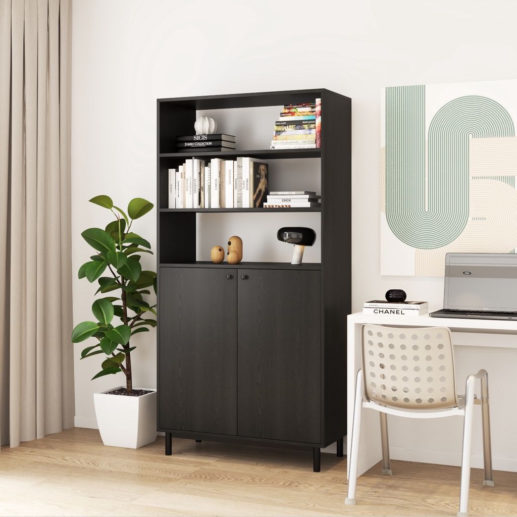 HAPPY FURNITURE , Kệ sách 6 tầng chân sắt - CATY , KSA_017 , 90cm x 40cm x 180cm
